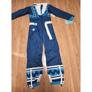 Tipsy Elves Ski Suit Navy Triangle Blue and White Retro Winter Womens Sz Medium